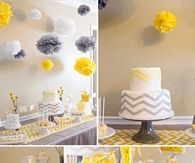Gray and yellow chevron themed baby shower