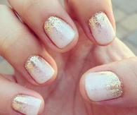 Gold and white nails