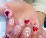 Polka Dots and Heart Nail art