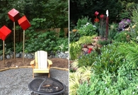 Steel cube garden sculpture