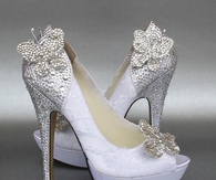 Lavender Lace Shoes with Butterfly Bling