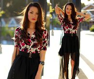 Black Sheer High-Low Skirt