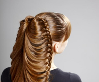 Creative long hair bun style