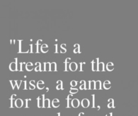 Life is a dream, a game, a comedy and a tragedy