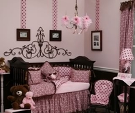 pink pattern and polka dots baby girls room