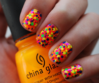 China Glaze rainbow dotted nails