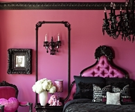 Dramatic Pink and Black Bedroom