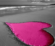 Pink Heart in the Sand