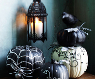 Black and white halloween pumpkins