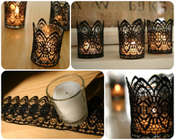 DIY Black Lace Candles