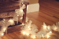 Lace Bows tied around string of lights