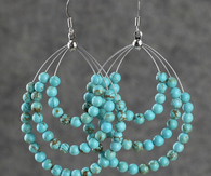 hoop earrings are handmade using turquoise