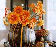 Black and orange pumpkin display