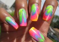 Rainbow water marble nail art