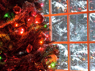 Christmas lights in winter