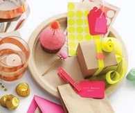 Neon meet neutral birthday party theme