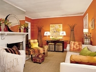 Living Room Decorated for Fall
