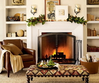 Fireplace Decorated for Fall