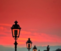 Lamp posts in line