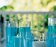 Colored water candle centerpiece