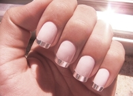 Pink nails with silver tips