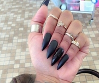 Long matte black nail manicure