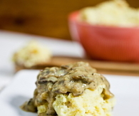 Chickpea Caulipots with Miso Mushroom Gravy
