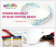 Women bracelet of blue crystal beads