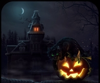Haunted house and pumpkin