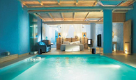 Aqua theme pool and bedroom