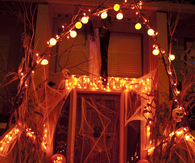 Halloween porch lights and decorations