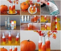 DIY Candy Corn Vases Made from Recycled Bottles