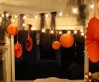 Porch Decorated for Halloween
