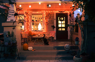 Porch on Halloween Night