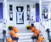 Pretty White House Decorated for Halloween