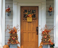 Pretty Fall Topiary's for Front Entry