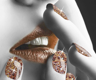 Gold sparkle nail art