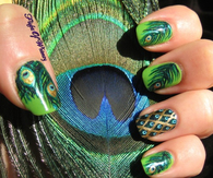 Peacock nail art