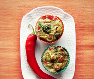 Vegetable cups with feta cheese and pepperoni