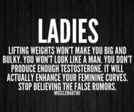 Ladies lifting wont make you big and bulky