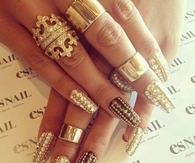Gold nails with diamond studs
