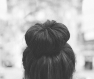 Black and white hair bun