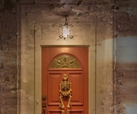 Porch door skeleton decoration