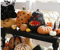 painted and carves pumpkins