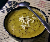 Garlic Broccoli Soup with yellow lentils