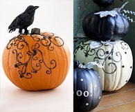 No carve pumpkins with glued on Bling