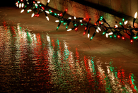 Christmas Lights River Reflection