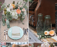 Mint and peach party decorations