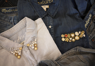 DIY jeweled collar shirts