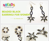 Beaded Black Earrings for Women